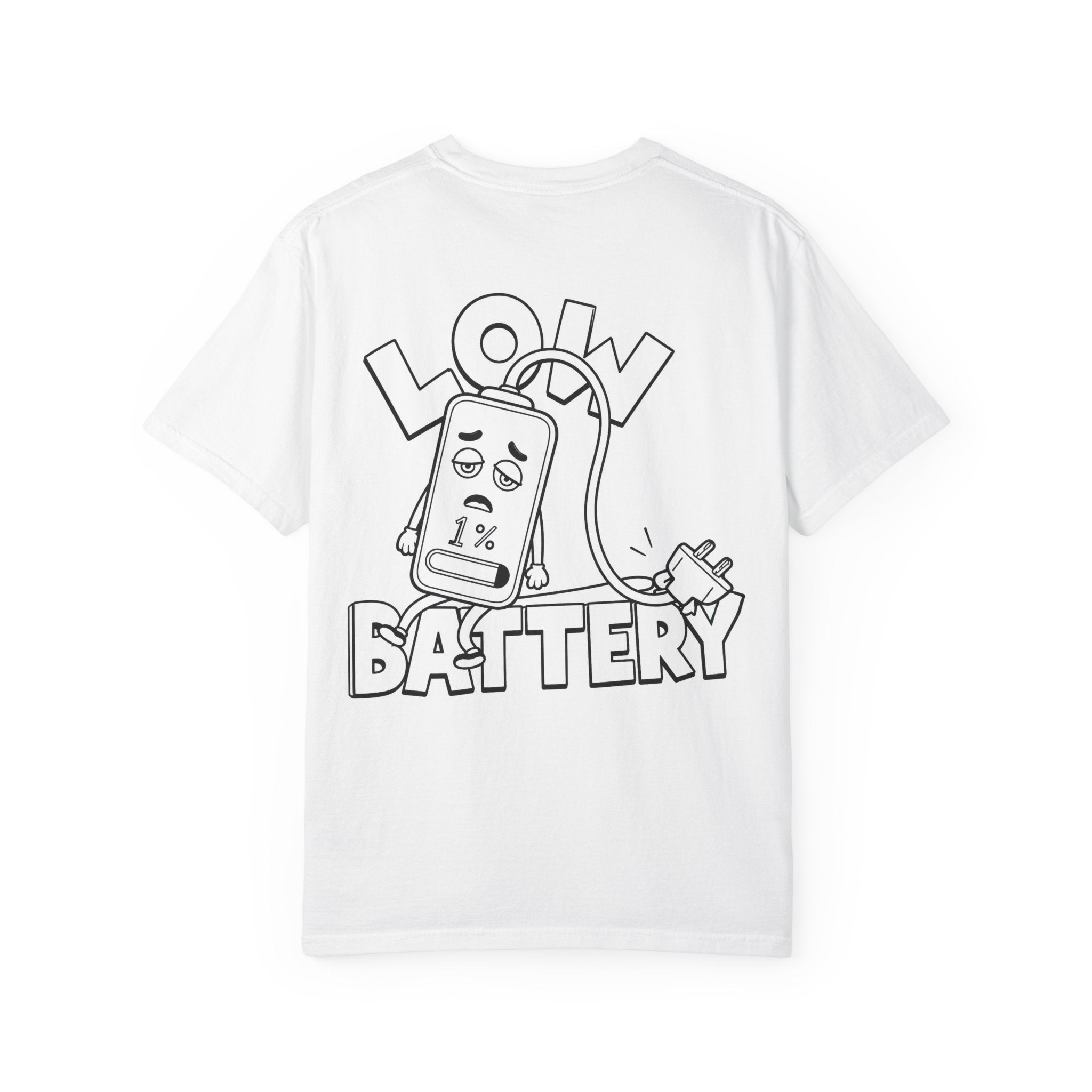 Low Battery T-Shirt — Funny 1% Phone Cartoon Tee