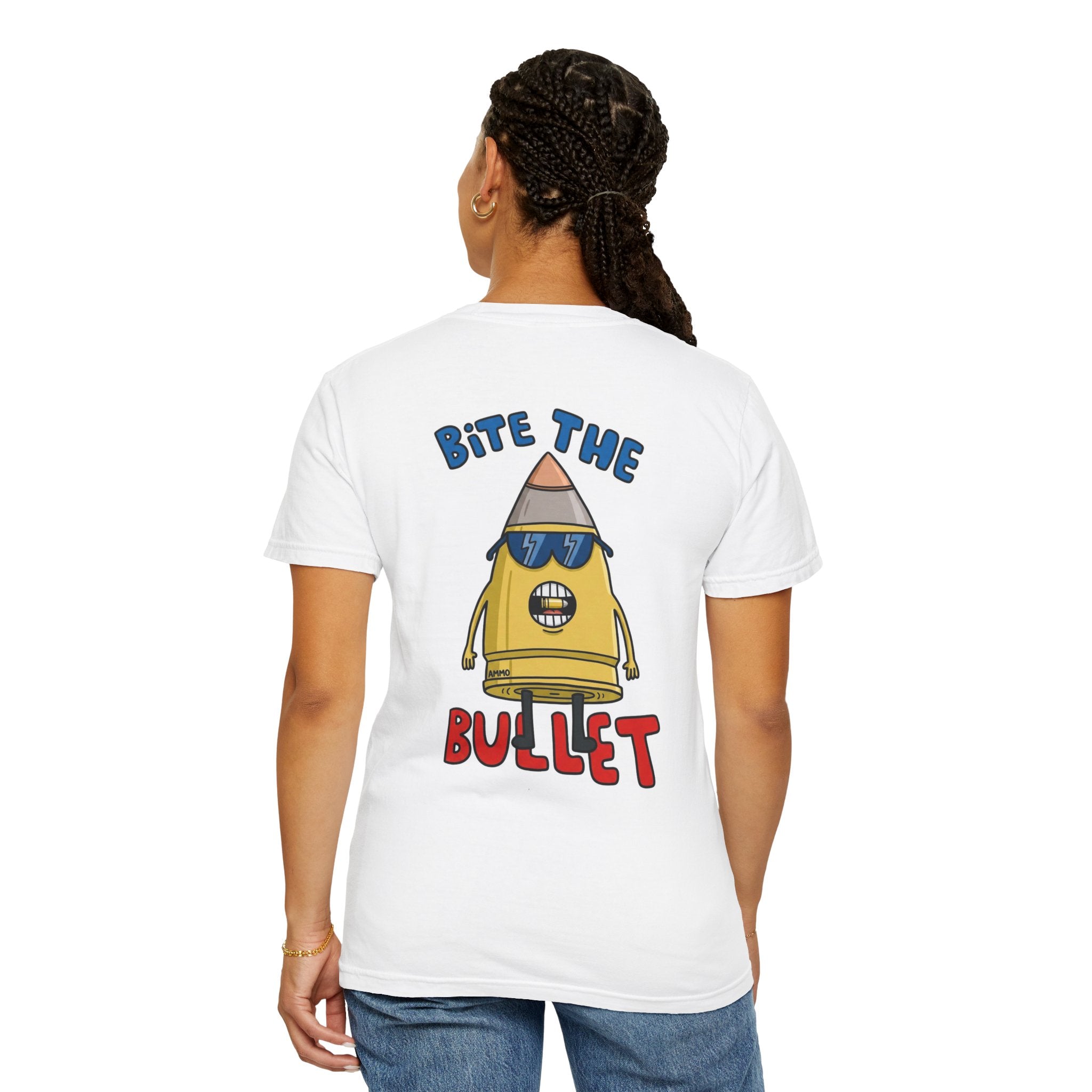 Graphic T-Shirt — "Bite the Bullet" Cartoon Bullet Crewneck
