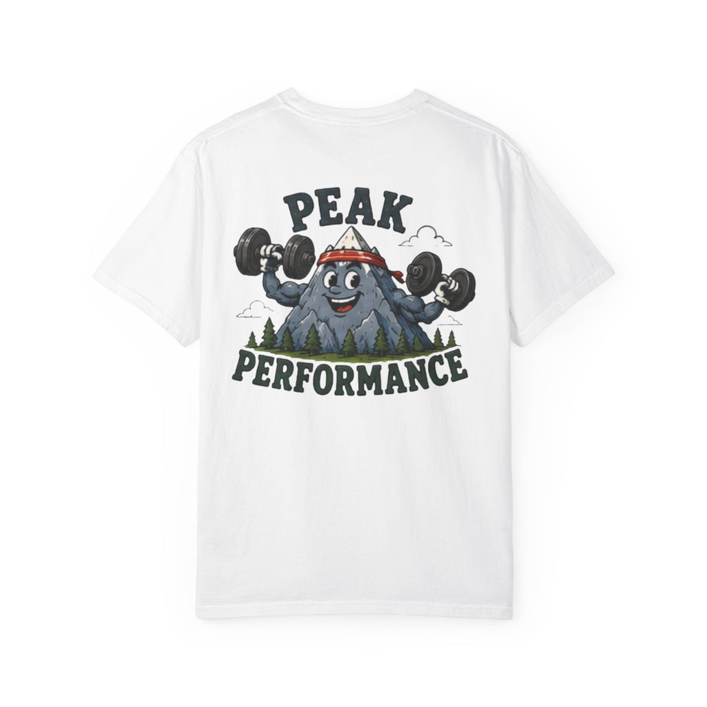 Peak Performance Mountain Gym T-Shirt — "Peak Performance" Weightlifting Graphic Tee