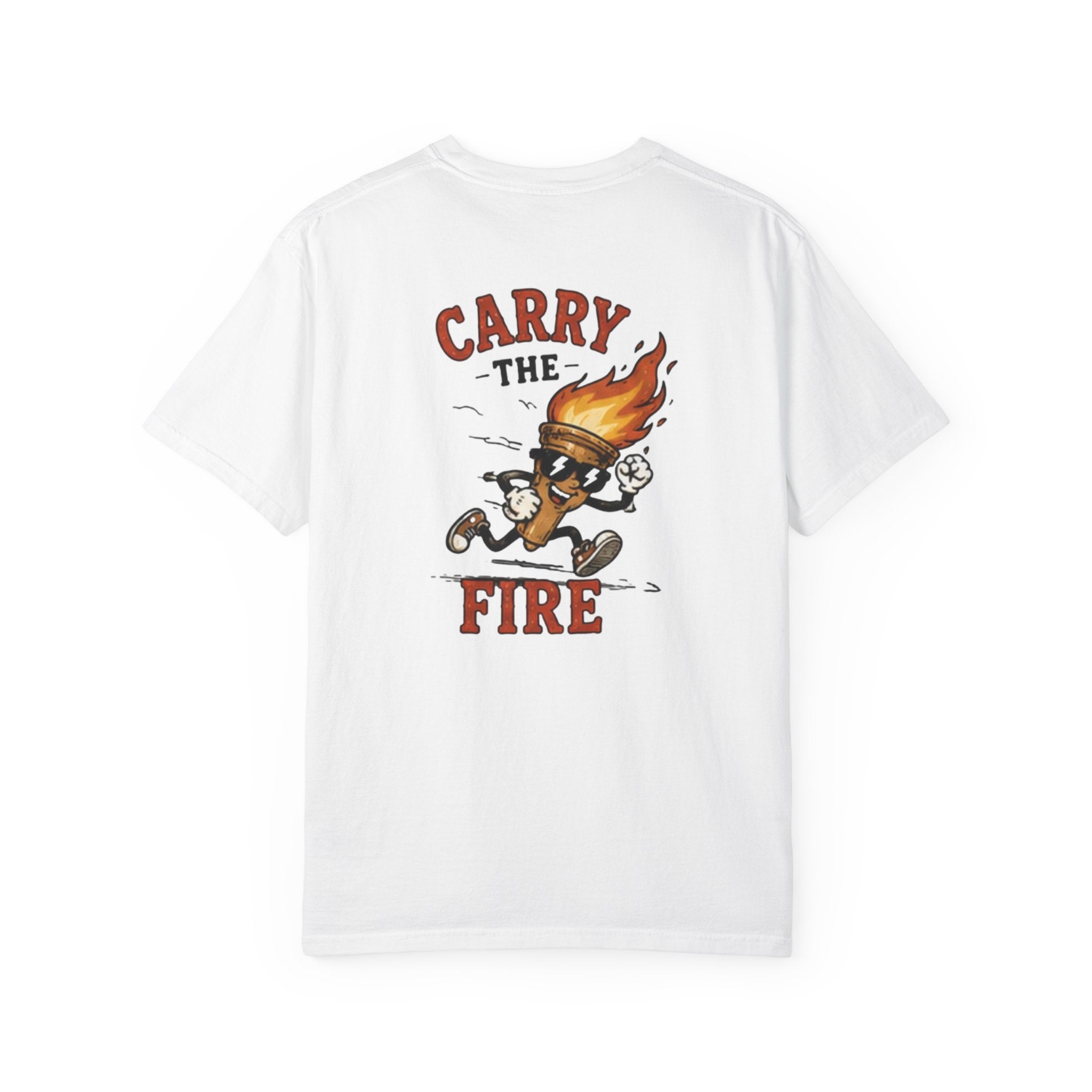 Carry the Fire T-Shirt — Retro Running Match Character Graphic Tee
