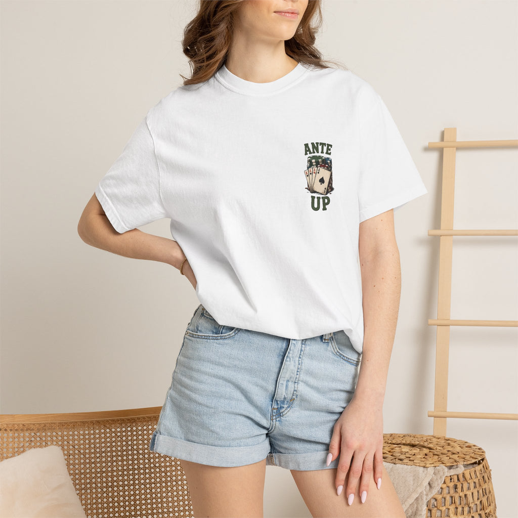 Ante Up Poker T-Shirt — Playing Cards & Chips Graphic Tee