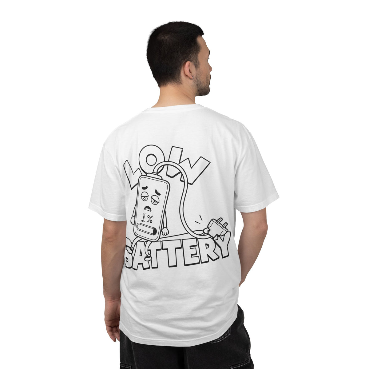 Low Battery T-Shirt — Funny 1% Phone Cartoon Tee
