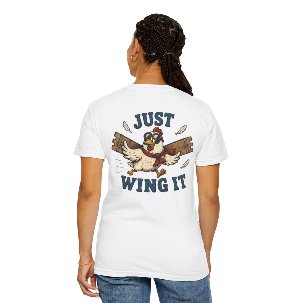 Just Wing It T-Shirt — Retro Aviator Chicken Graphic Tee