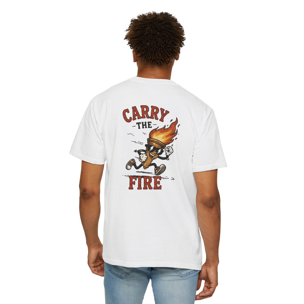 Carry the Fire T-Shirt — Retro Running Match Character Graphic Tee