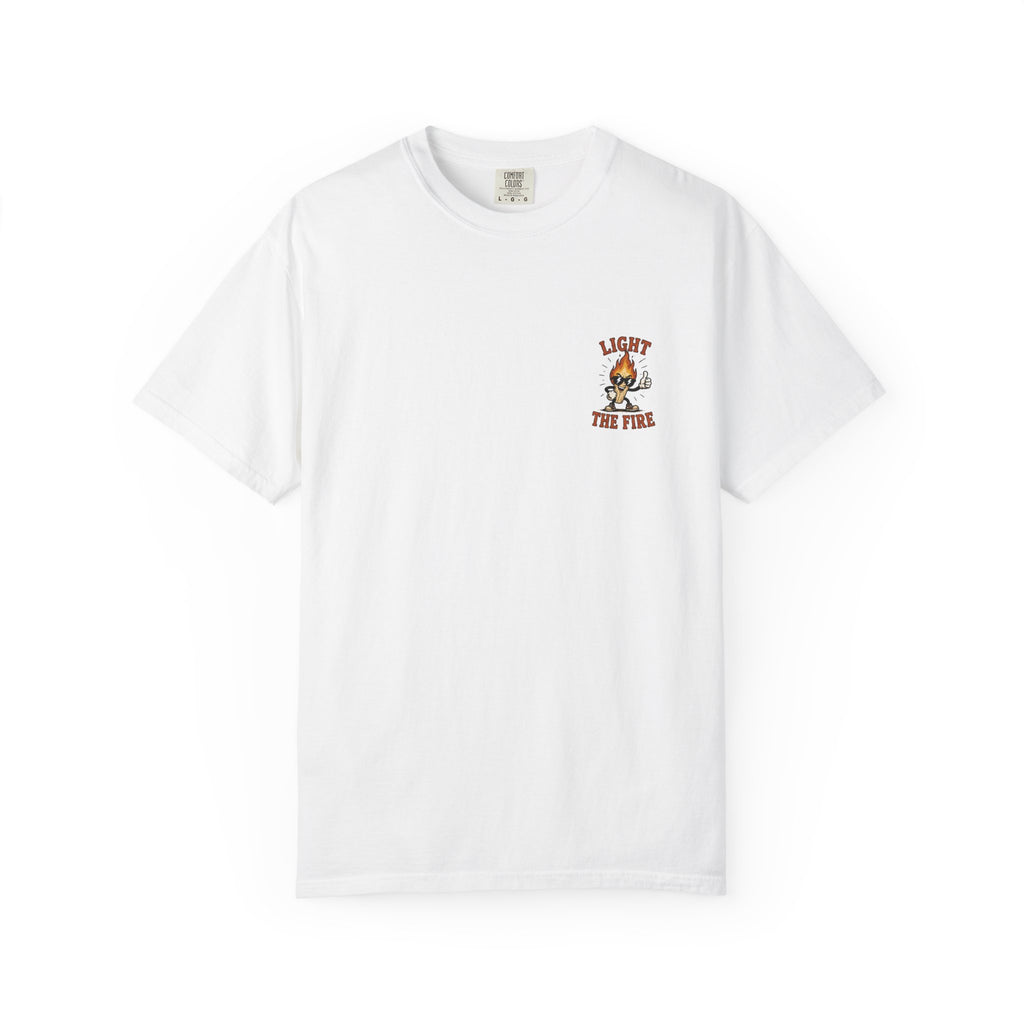 Light The Fire Graphic T-Shirt — Vintage Flame Character Tee