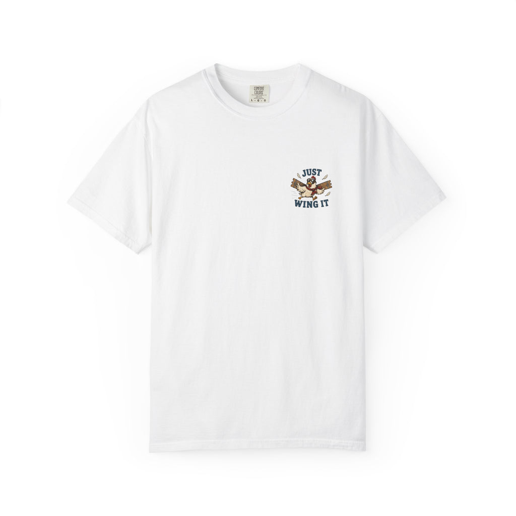 Just Wing It T-Shirt — Retro Aviator Chicken Graphic Tee