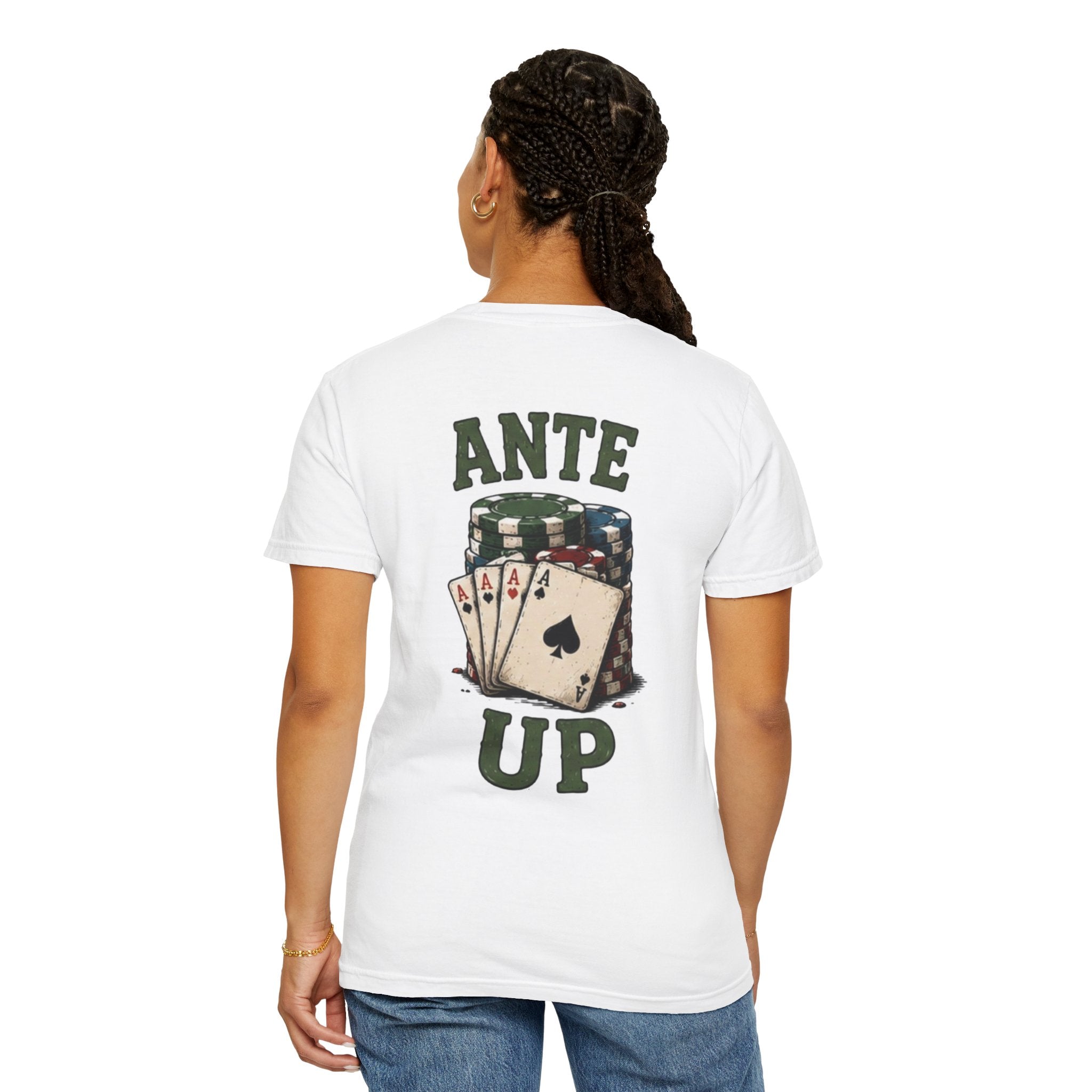 Ante Up Poker T-Shirt — Playing Cards & Chips Graphic Tee