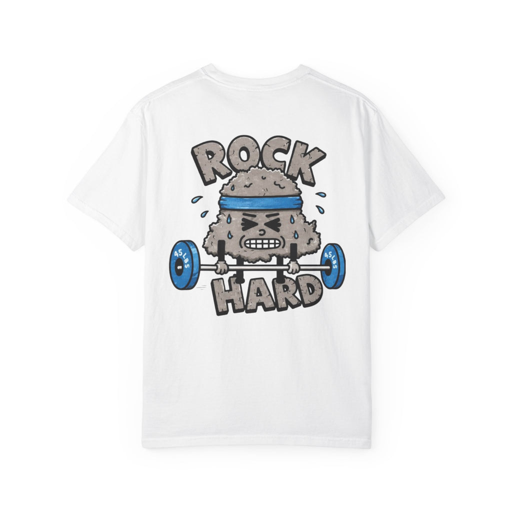 Rock Hard Weightlifting T-Shirt — Cute Kettlebell Character Gym Tee