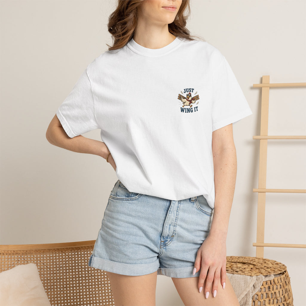 Just Wing It T-Shirt — Retro Aviator Chicken Graphic Tee