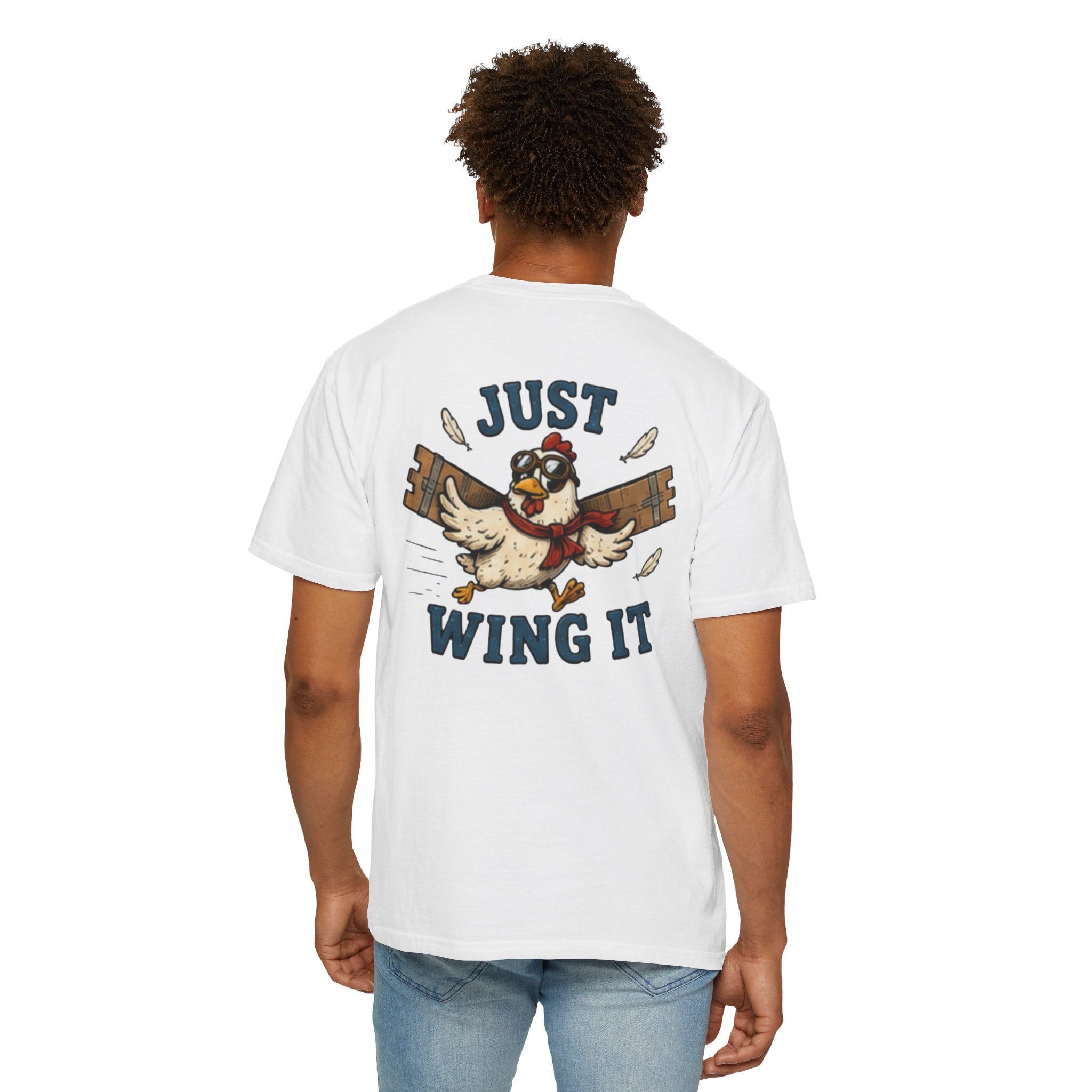 Just Wing It T-Shirt — Retro Aviator Chicken Graphic Tee