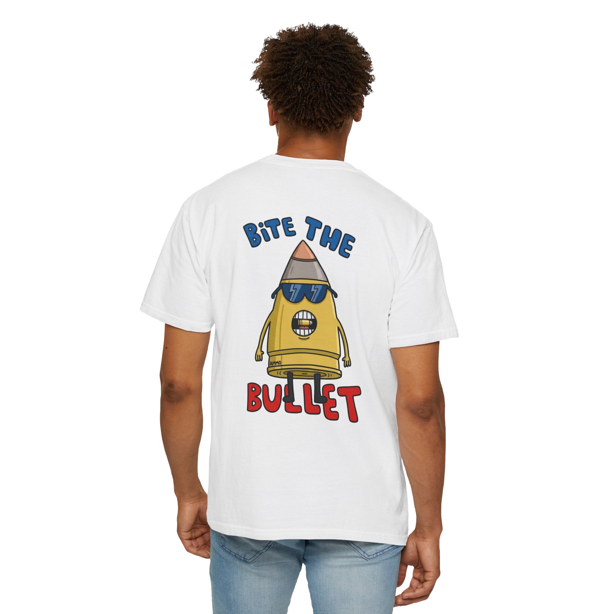 Graphic T-Shirt — "Bite the Bullet" Cartoon Bullet Crewneck