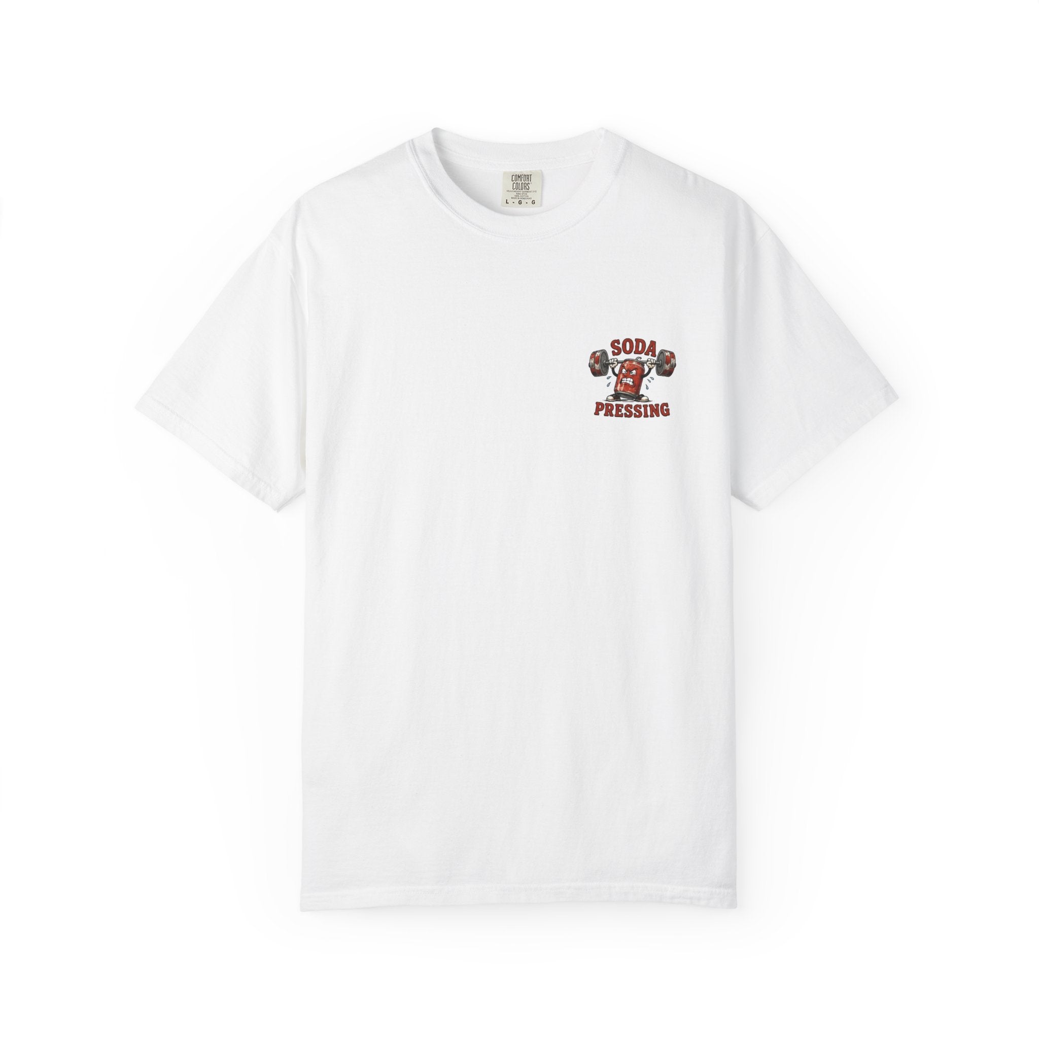 T‑Shirt — 'Soda Pressing' Weightlifting Graphic Tee (Funny Gym Shirt)