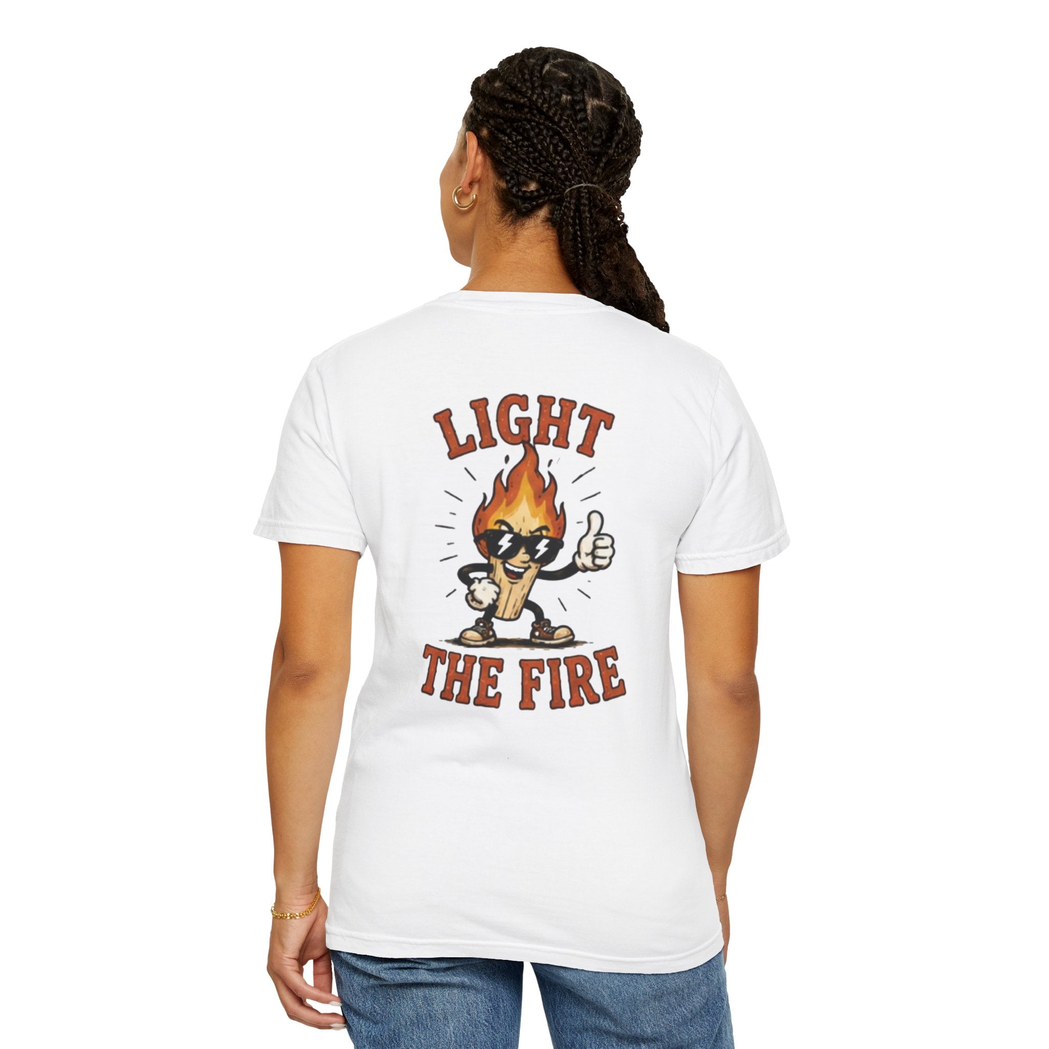 Light The Fire Graphic T-Shirt — Vintage Flame Character Tee