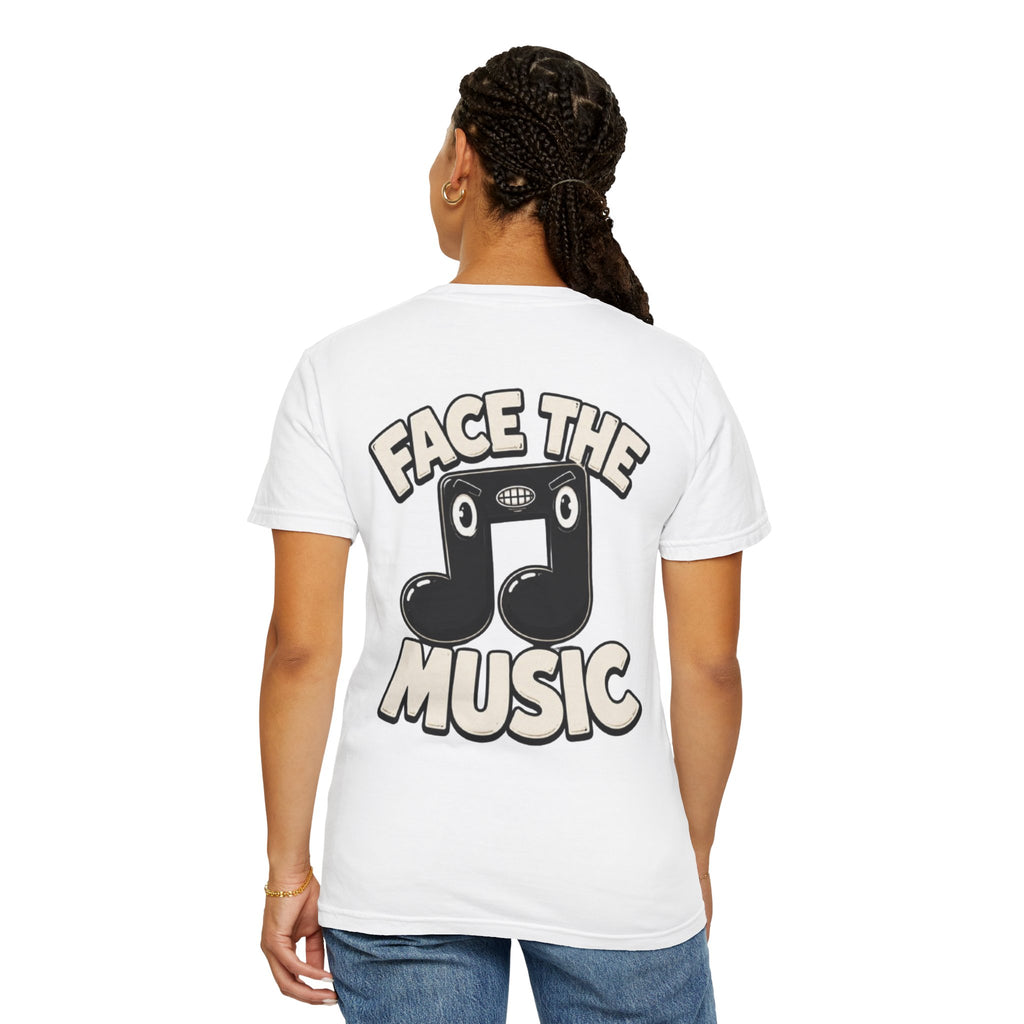 Face The Music T-Shirt — Cute Cartoon Music Note Graphic Tee