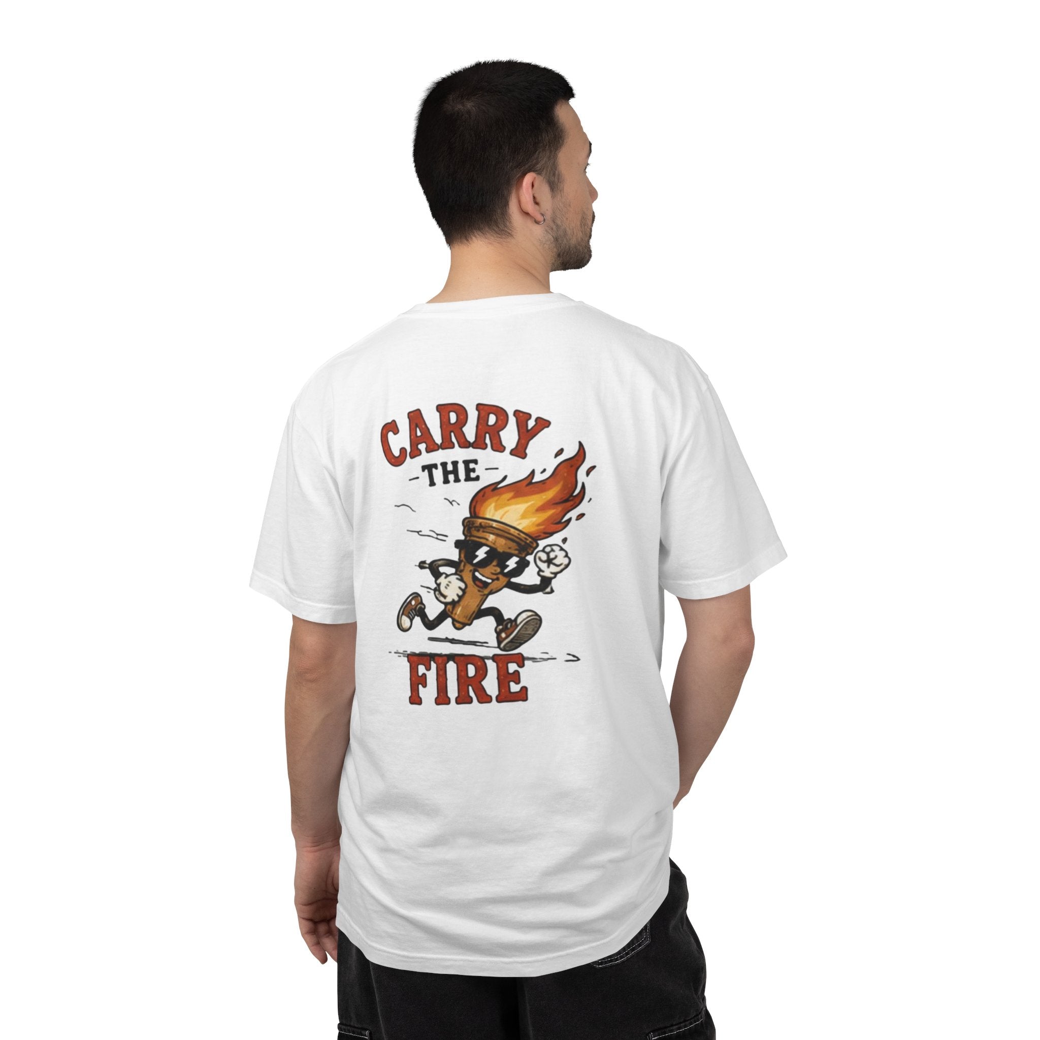 Carry the Fire T-Shirt — Retro Running Match Character Graphic Tee