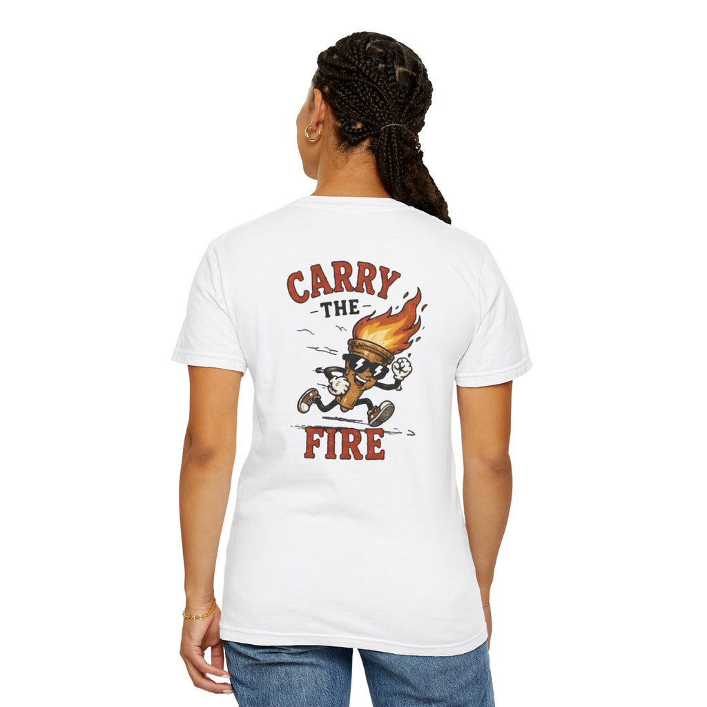 Carry the Fire T-Shirt — Retro Running Match Character Graphic Tee