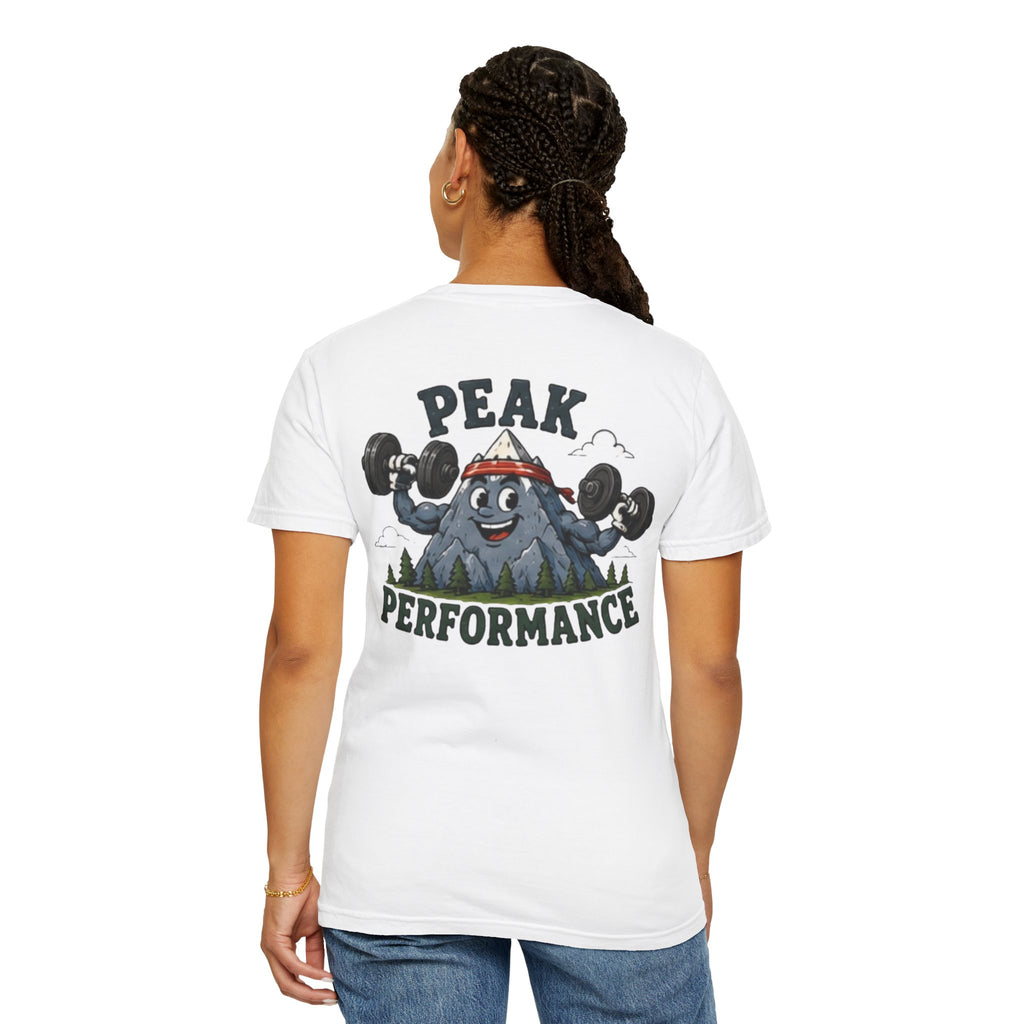 Peak Performance Mountain Gym T-Shirt — "Peak Performance" Weightlifting Graphic Tee