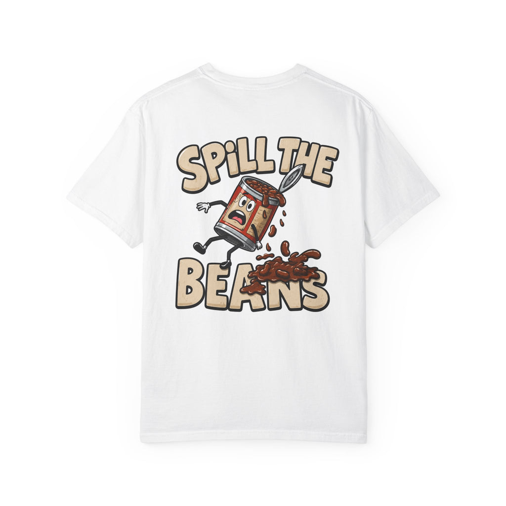 Spill the Beans T-Shirt – Retro Cartoon Bean Can Graphic