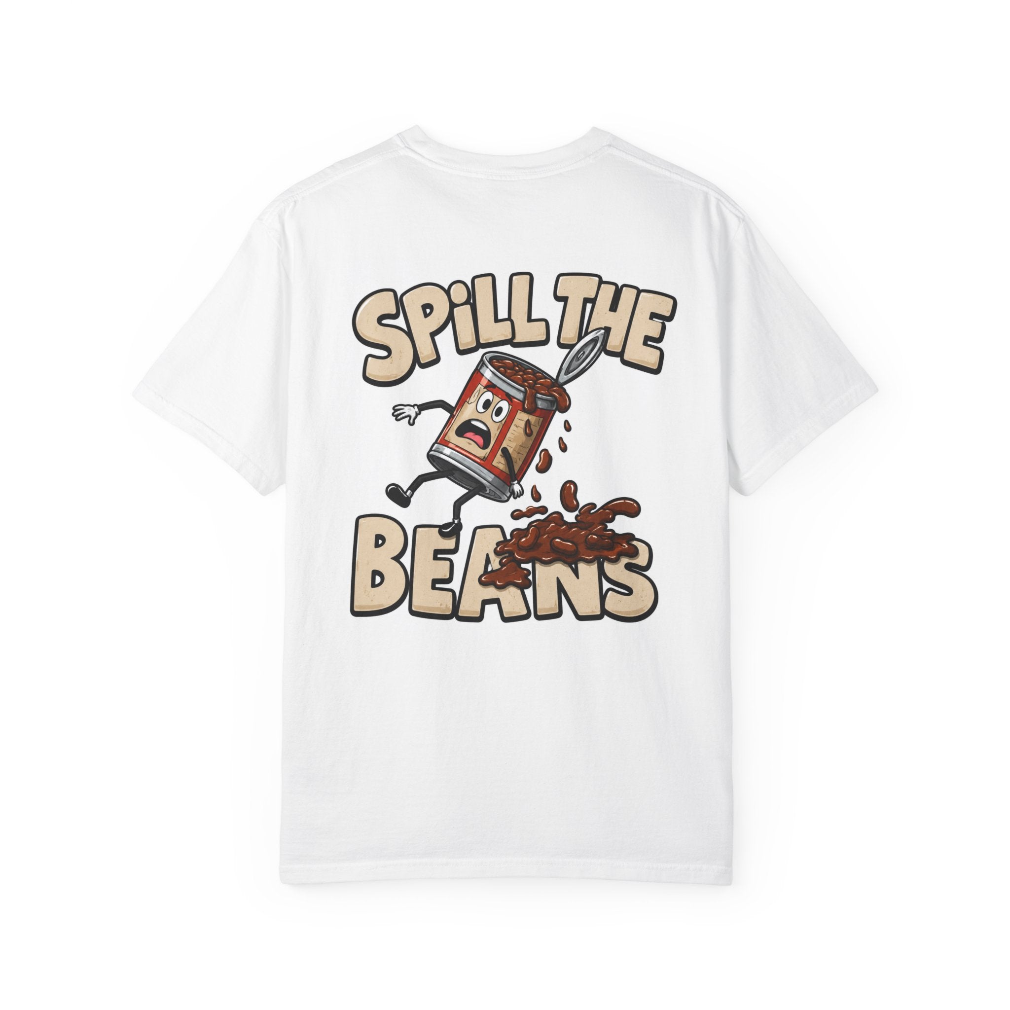 Spill the Beans T-Shirt – Retro Cartoon Bean Can Graphic