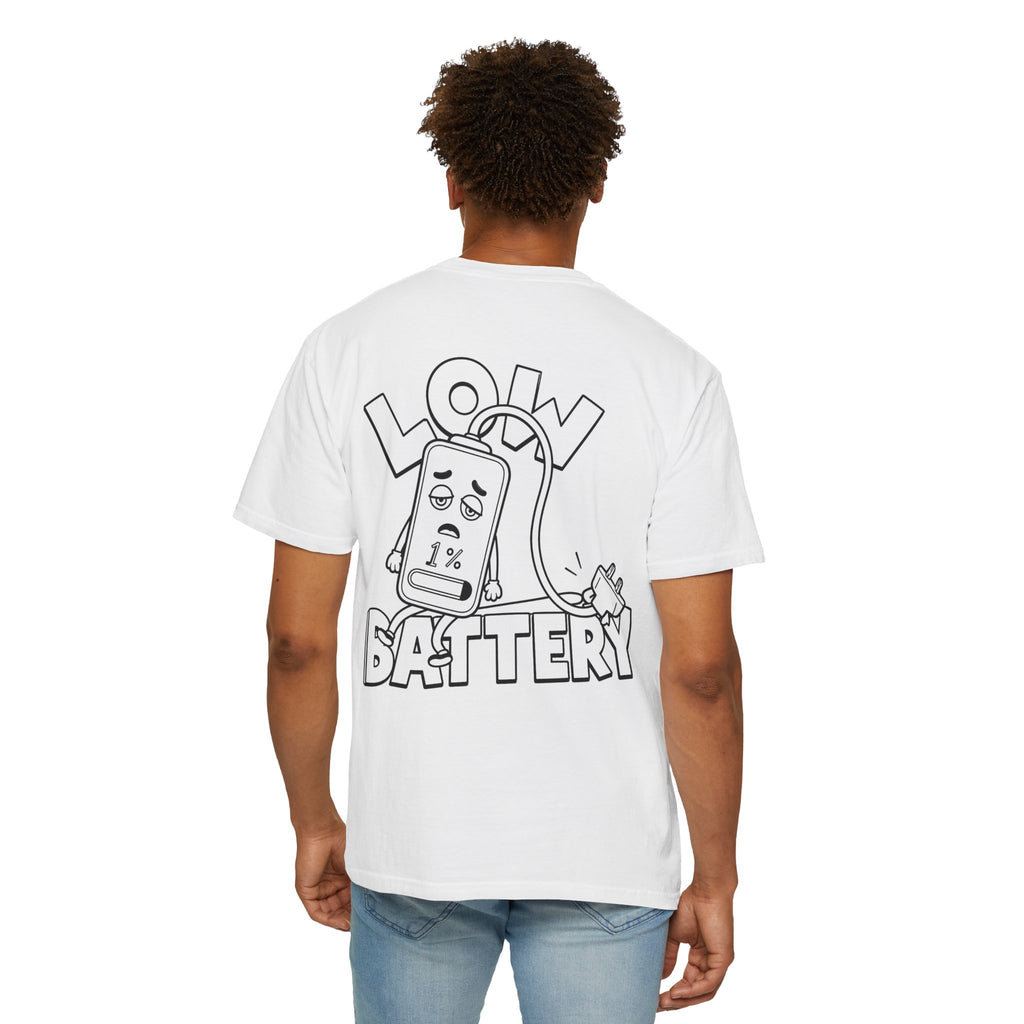Low Battery T-Shirt — Funny 1% Phone Cartoon Tee