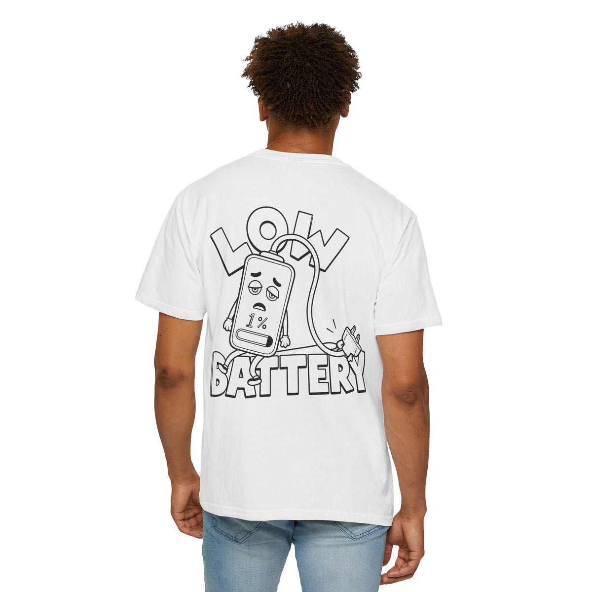 Low Battery T-Shirt — Funny 1% Phone Cartoon Tee
