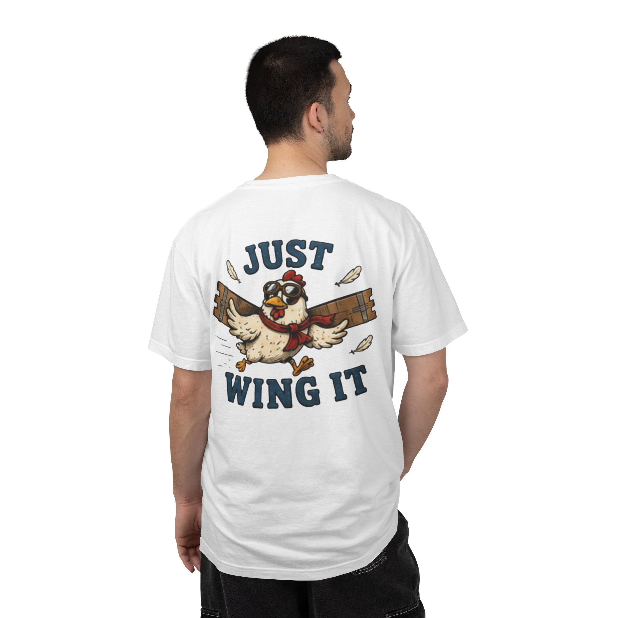Just Wing It T-Shirt — Retro Aviator Chicken Graphic Tee