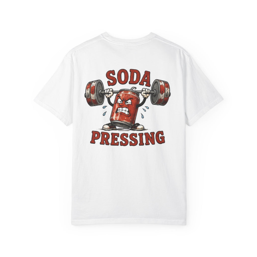T‑Shirt — 'Soda Pressing' Weightlifting Graphic Tee (Funny Gym Shirt)
