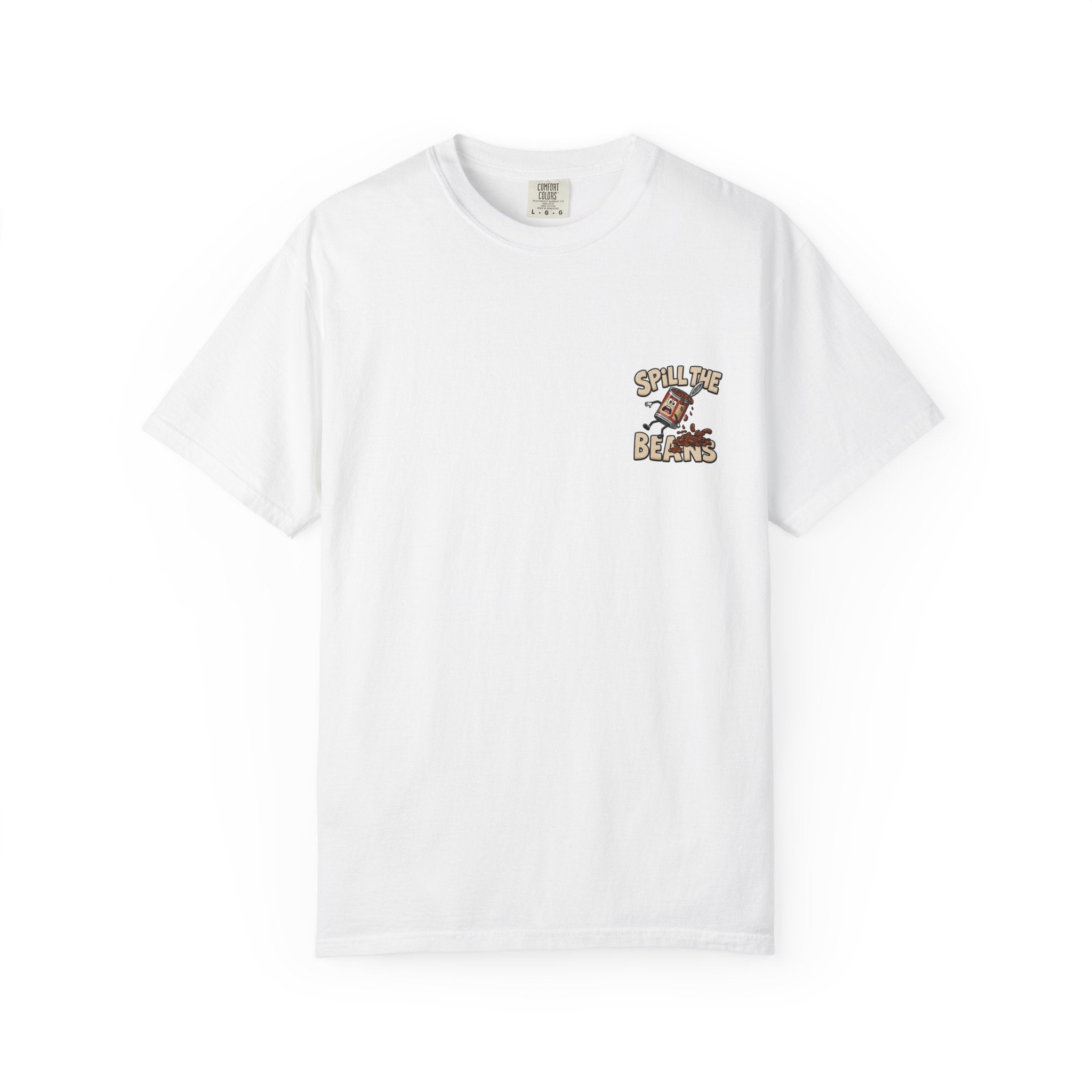 Spill the Beans T-Shirt – Retro Cartoon Bean Can Graphic
