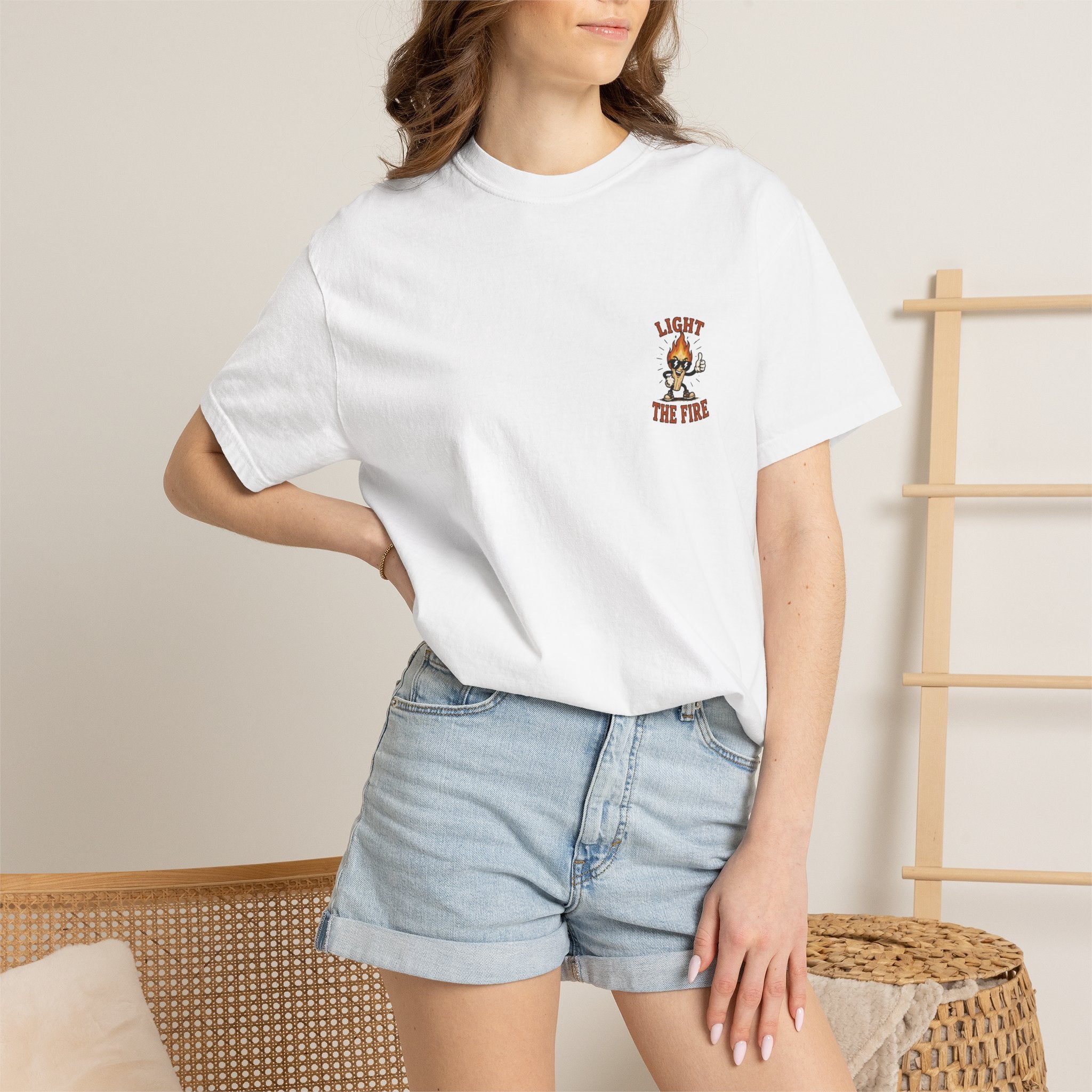 Light The Fire Graphic T-Shirt — Vintage Flame Character Tee